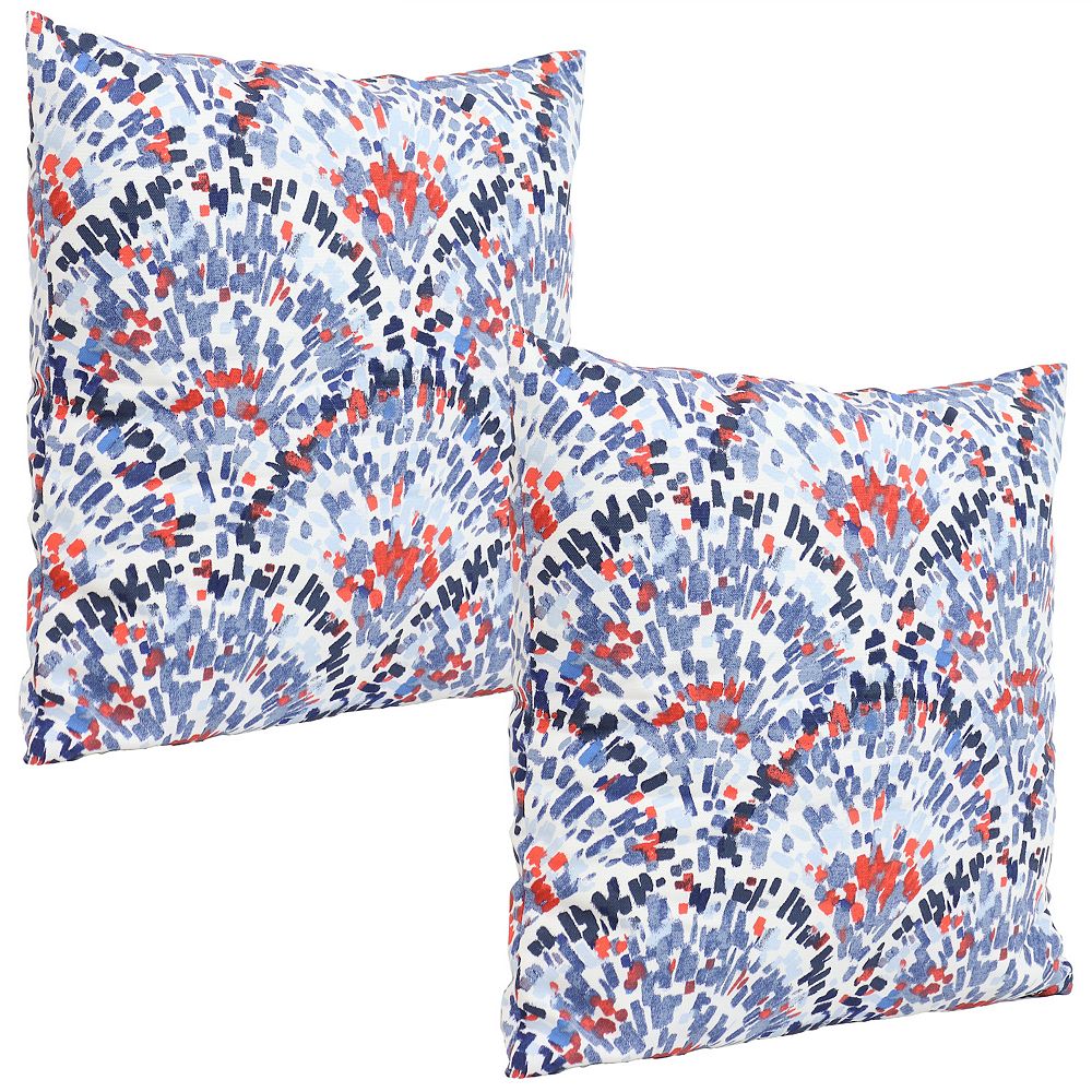 Sunnydaze 2 Square Outdoor Throw Pillow Covers - 17-Inch - Abstract Red/Blue