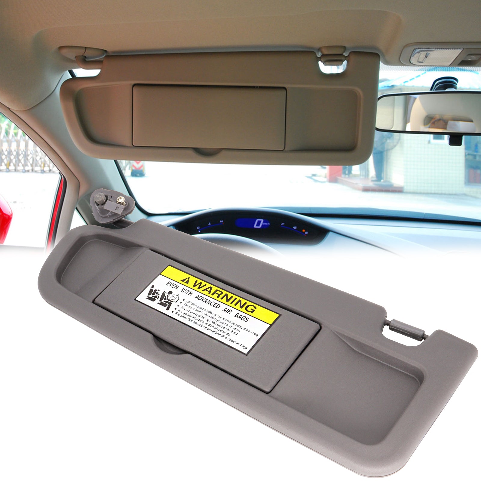 XUKEY Sun Visor Left Driver Side For Honda Civic 2006 2007 2008 2009 2010 2011 Gray Without Sunroof