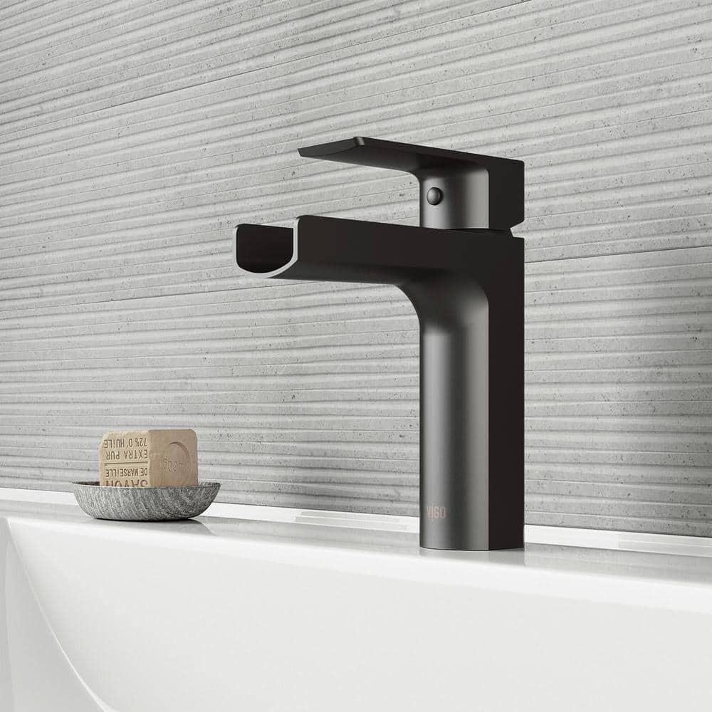 VIGO Ileana Single Handle SingleHole Bathroom Faucet in Matte Black