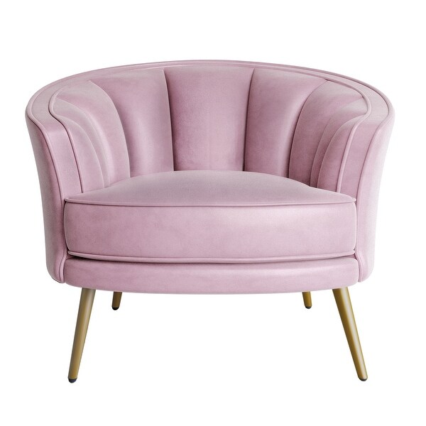 Modern Velvet Tub Barrel Leisure Accent Chair with Steel Legs