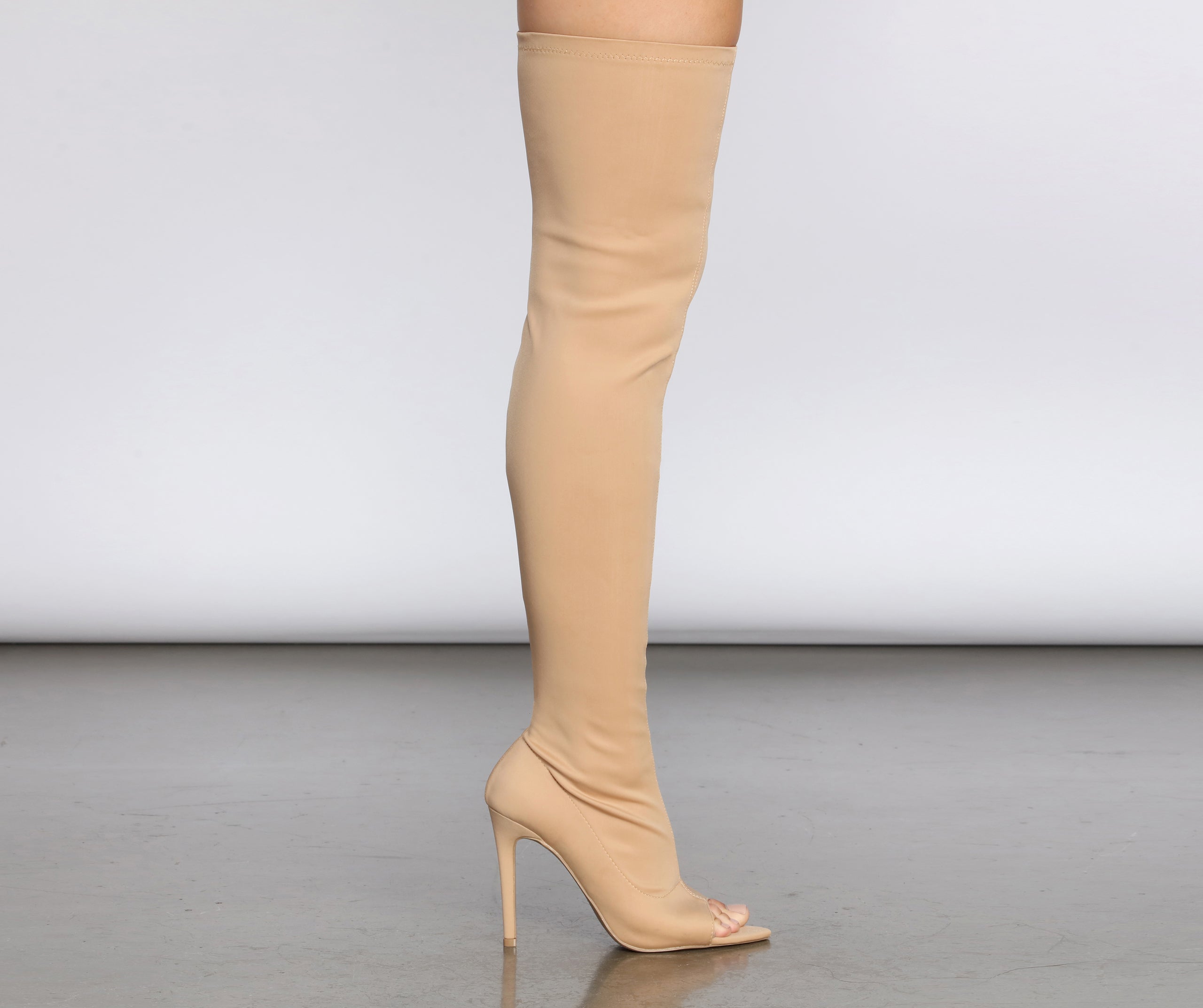 Thigh High Peep Toe Stiletto Boots