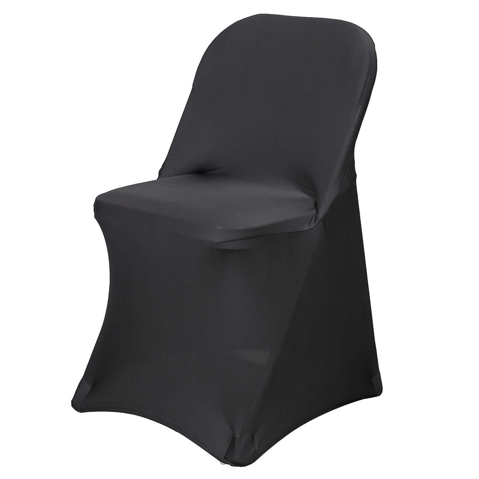 Black Spandex Stretch Fitted Folding Slip On Chair Cover 160 GSM