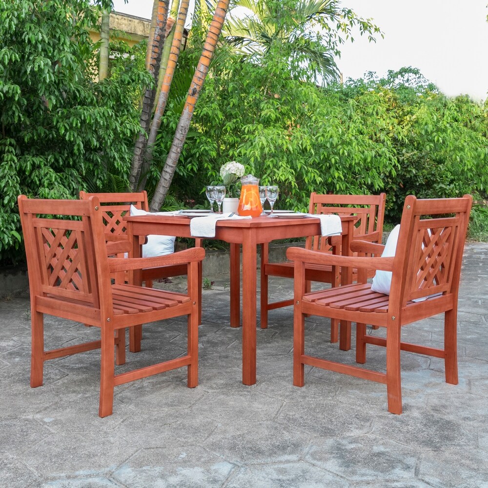 Monarda Outdoor 5 piece Wood Patio Stacking Table Dining Set