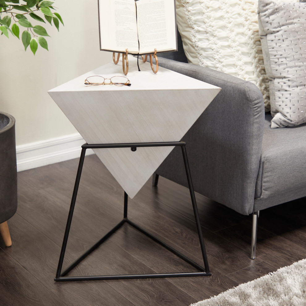 Black Metal and Wood Modern Accent Table 85238   Transitional   Side Tables And End Tables   by Brimfield  ampMay  Houzz