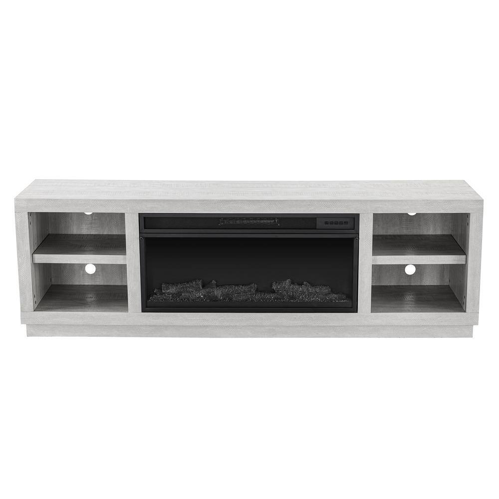 FESTIVO 77 in. Freestanding Electric Fireplace TV Stand in Saw Cut Off White FTS21220