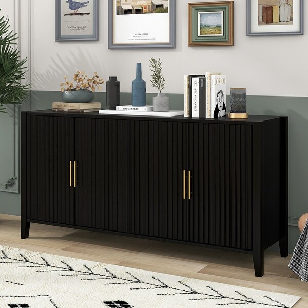 Wooden Accent Storage Cabinet Sideboard with Metal Handles for Entryway