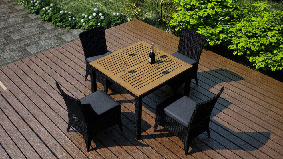 Arbor 5 Piece Arm Dining Set   Tropical   Outdoor Dining Sets   by Patio Productions  Houzz