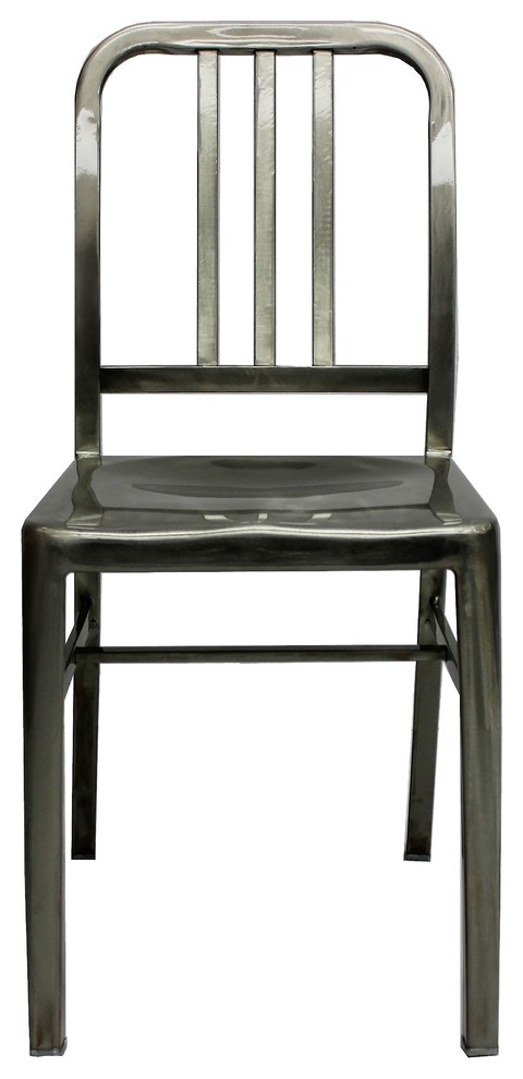 Navy Retro Steel Dining Chair  Set of 2   Industrial   Dining Chairs   by HomeCraftDecor  Houzz