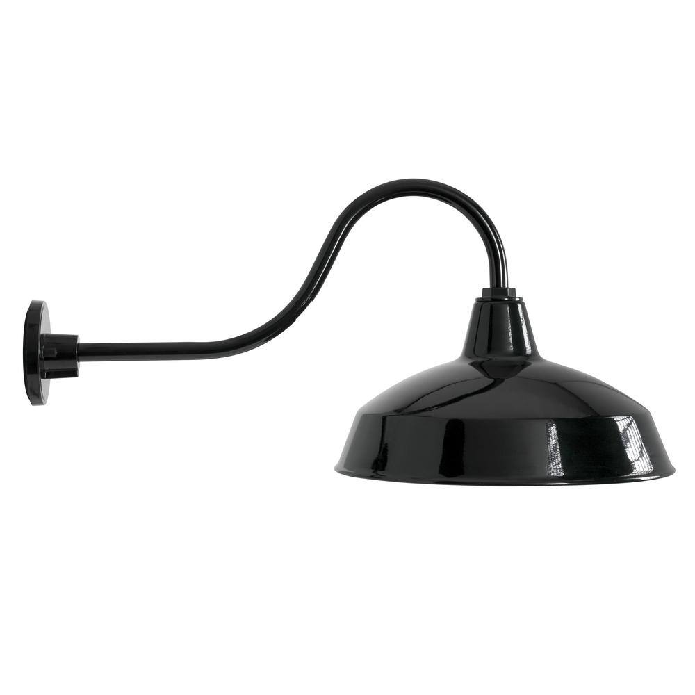 Hampton Bay Easton 1-Light Black Barn Outdoor Wall Lantern Sconce with Aluminum Shade KHC1691A-3