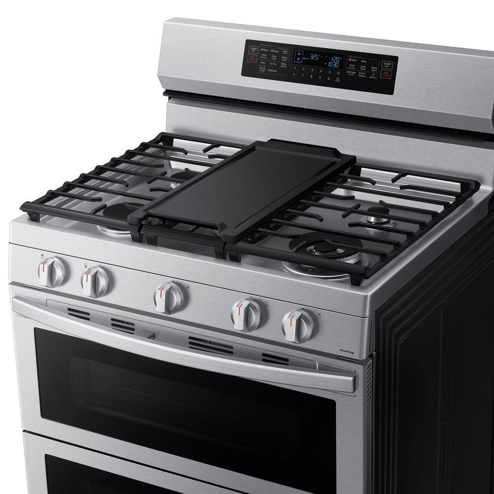  6 cu. ft. 30 in. Freestanding Smart Double Oven Gas Range with Air Fry Fingerprint Resistant in. Stainless Steel NX60A6751SS