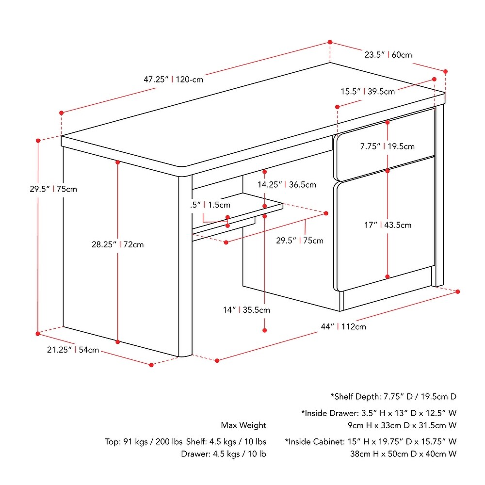 CorLiving Kingston Desk with Cabinet