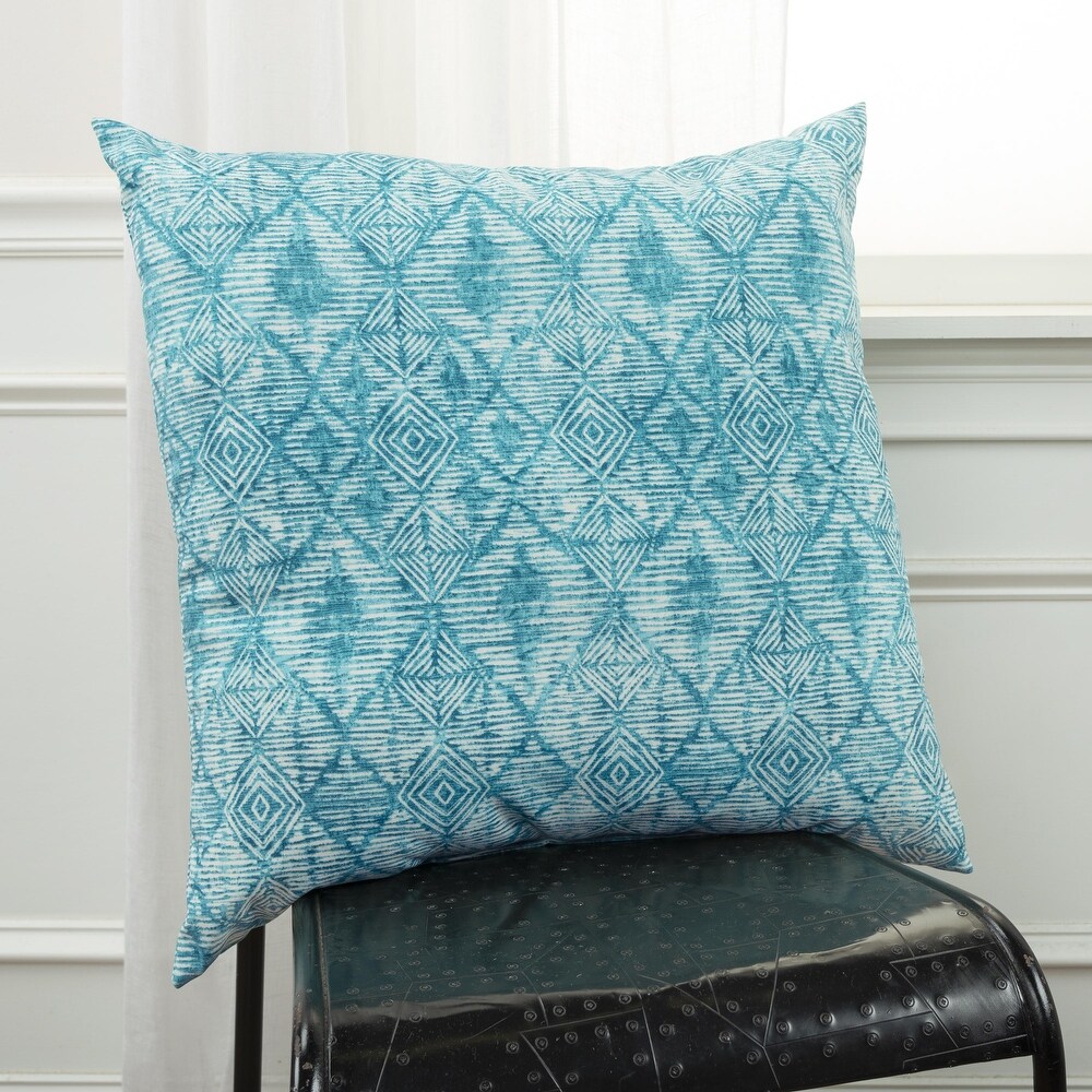 Teal Batik Pattern Polyester Indoor/Outdoor Throw Pillow