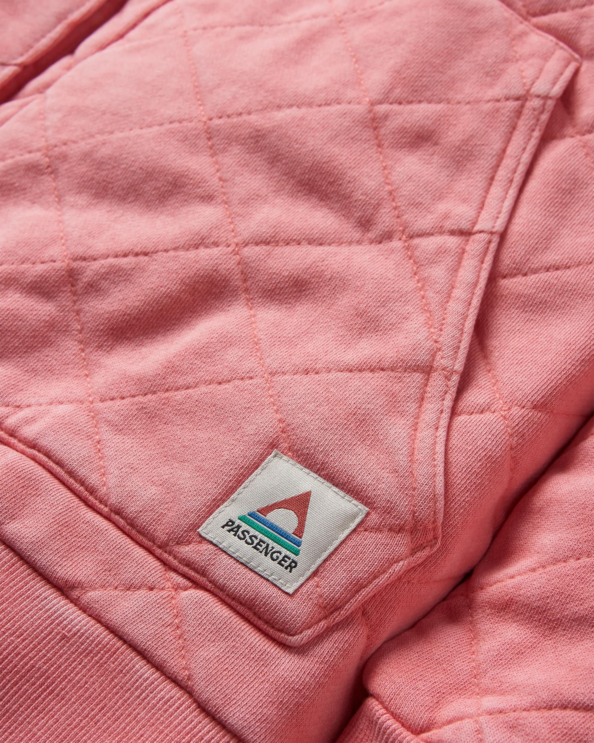 Clementine Recycled Quilted Popper Up Hoodie - Shell Pink