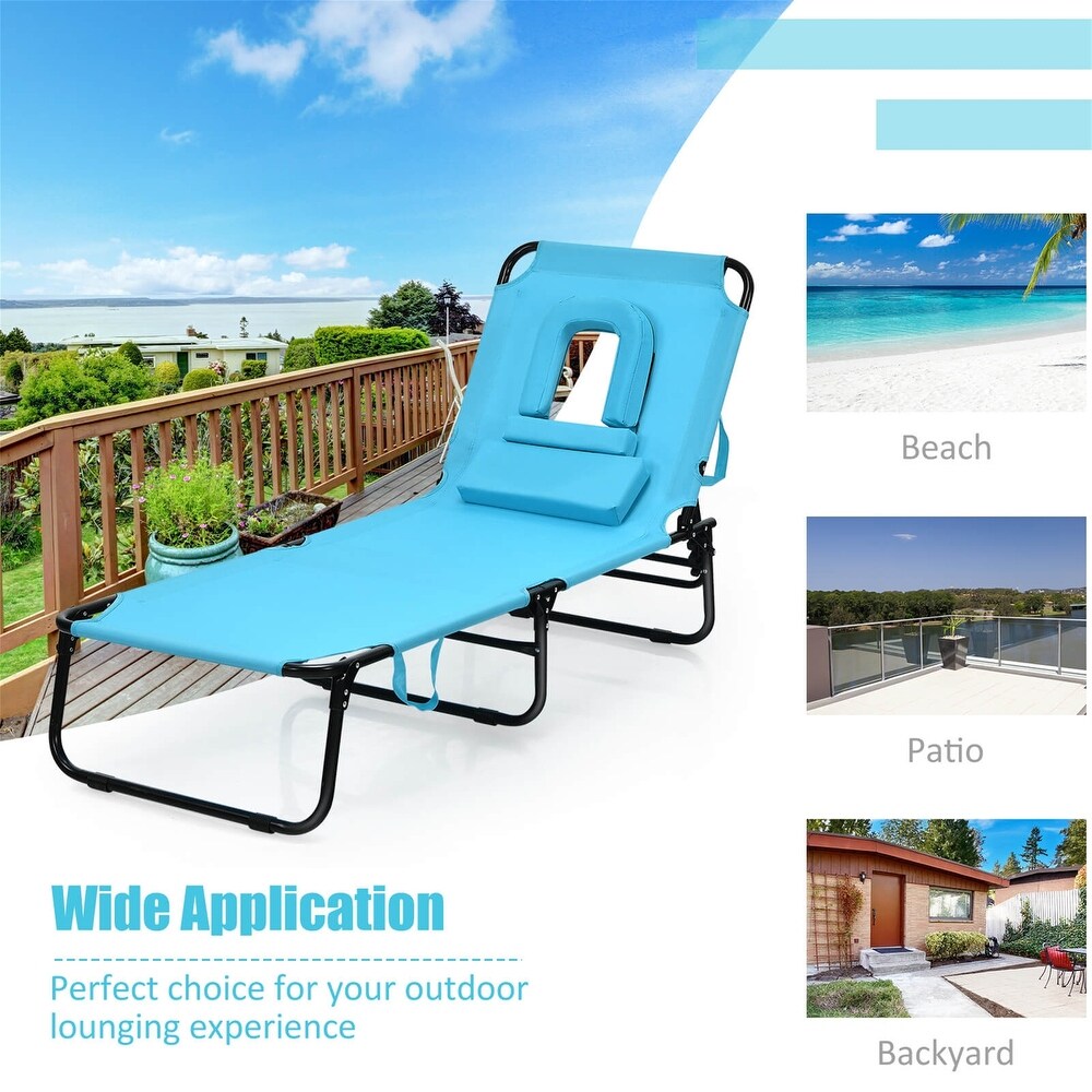 Outdoor Folding Chaise Beach Pool Patio Lounge Chair Bed