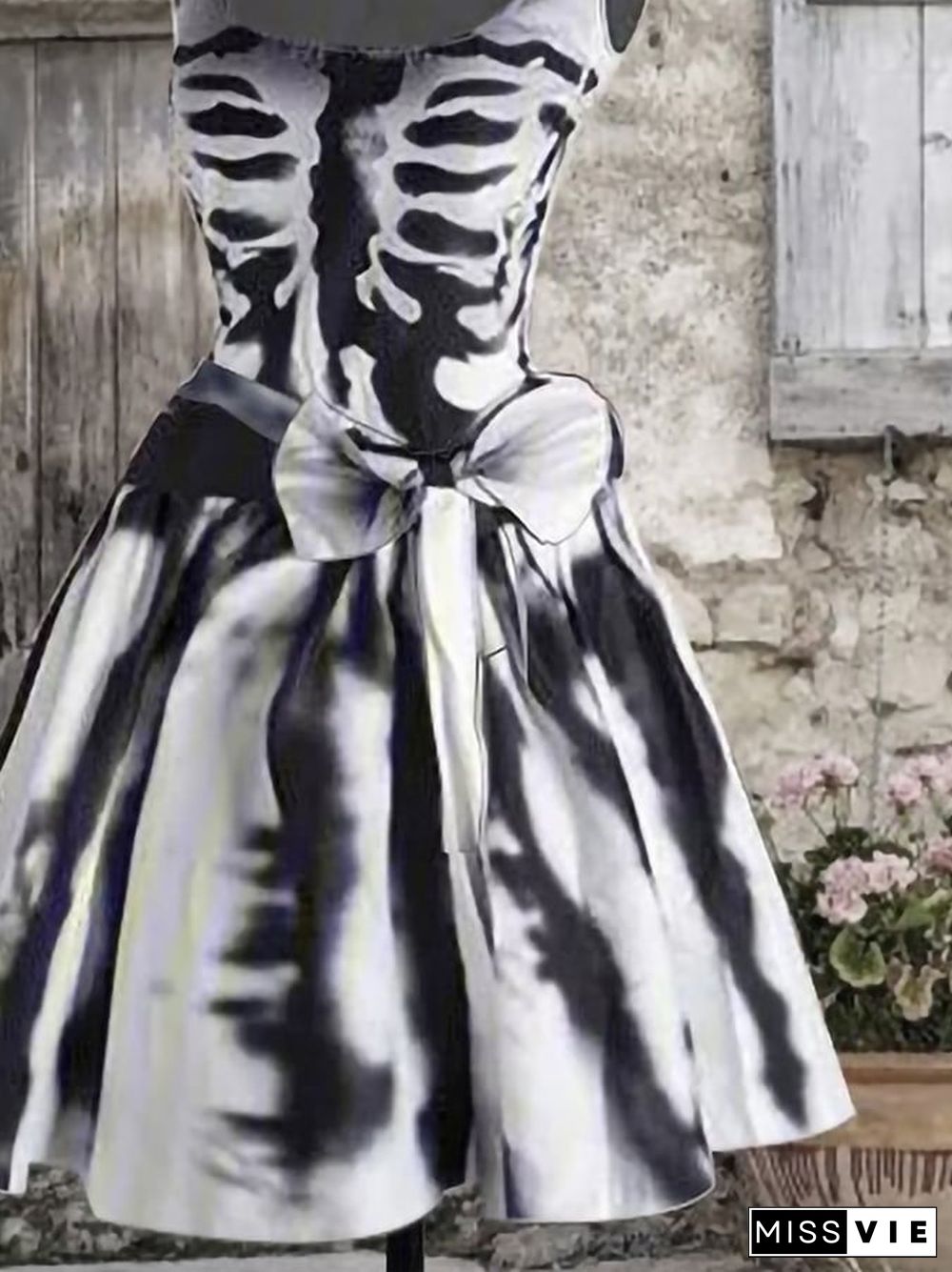 Skeleton Print Sleeveless Dress