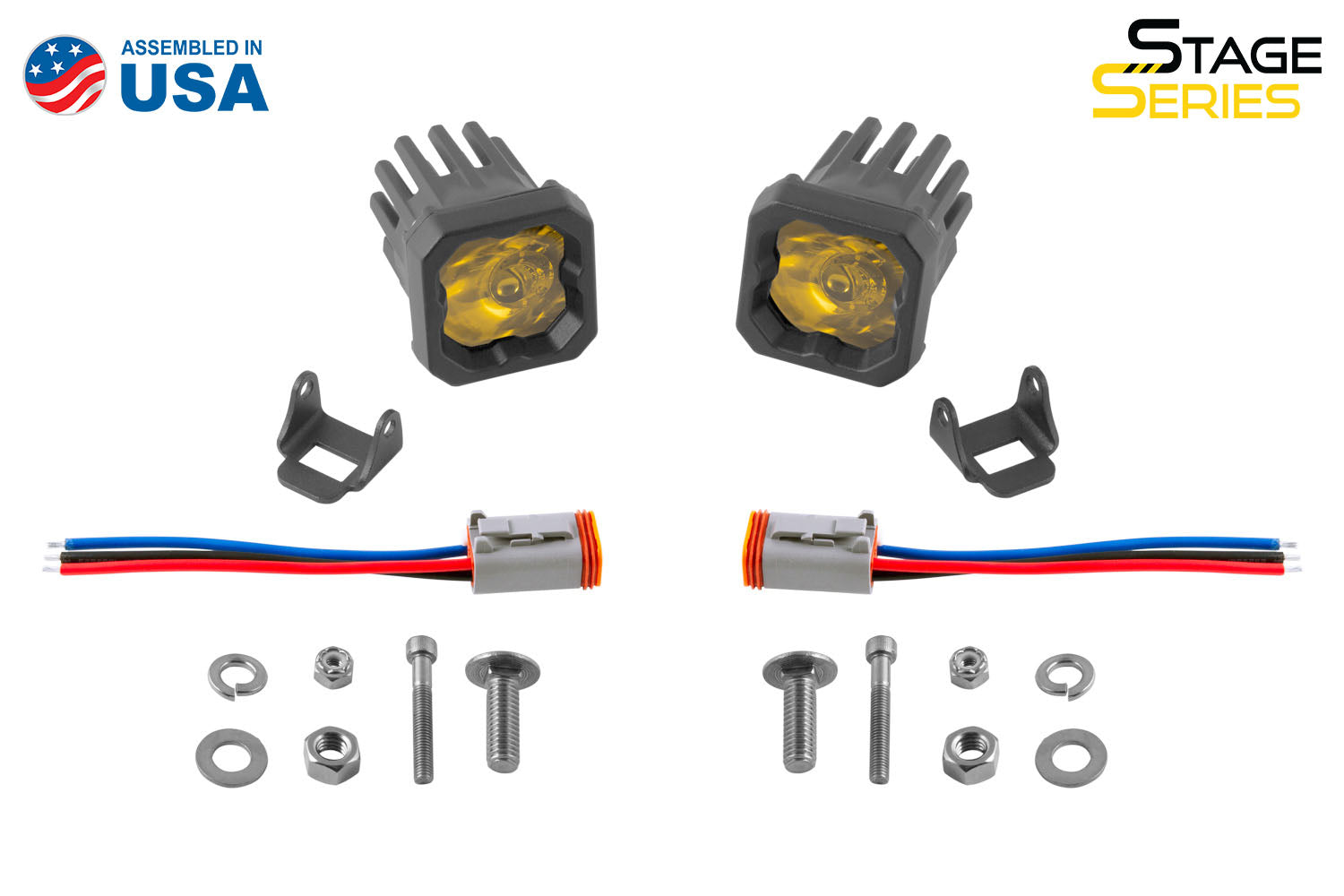 Diode Dynamics Stage Series C1 LED Pod Sport Yellow Spot Standard ABL Pair DD6453P