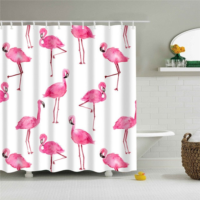 Nordic Pictures Polyester Waterproof Shower Curtains High Quality Animals Flamingo Shower Curtain In The Bathroom