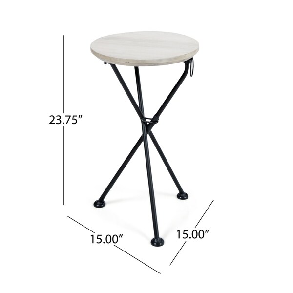 Los Feliz Outdoor Round Portable Foldable Acacia Wood Side Table by Christopher Knight Home