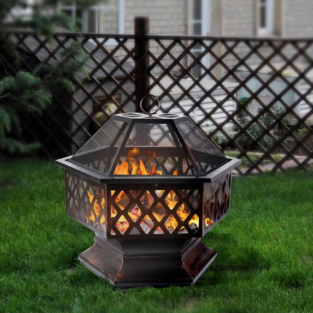 Black Outdoor Iron Fire Pit CX513IF-BK