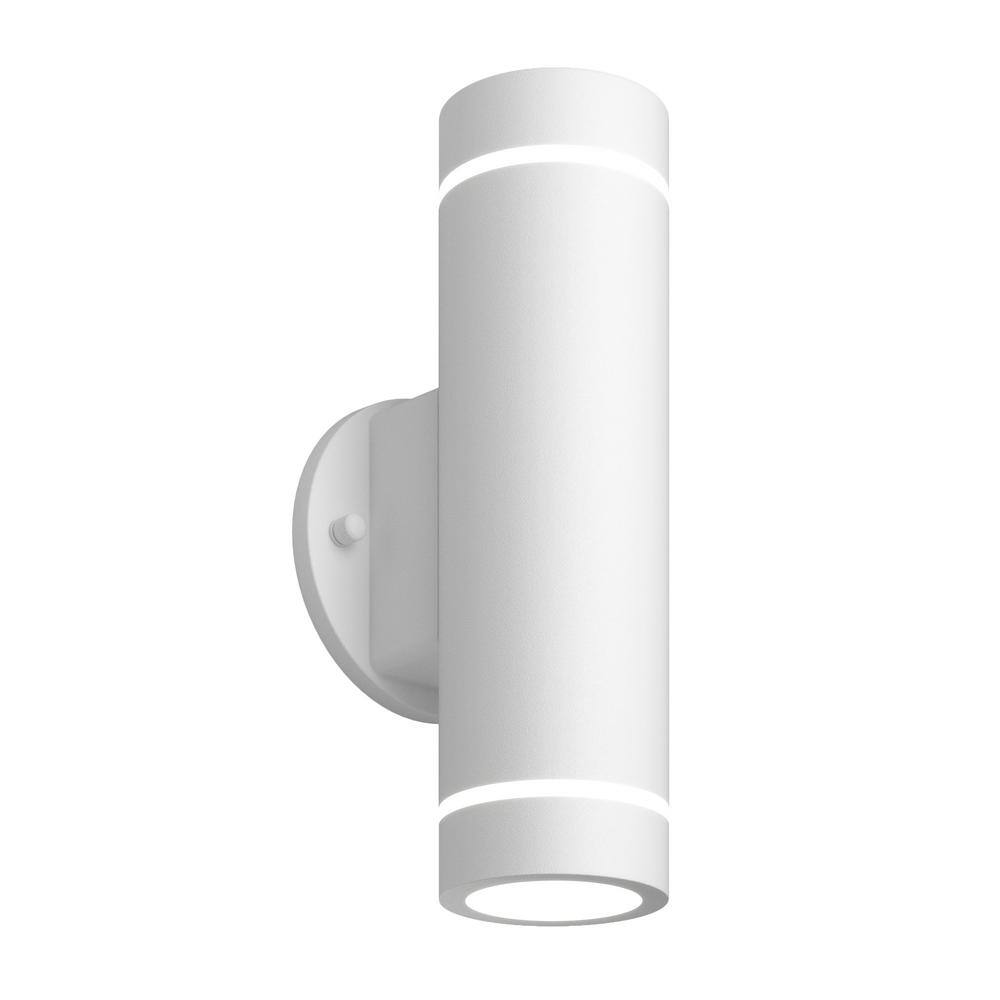 Artika C7-L White Modern 3 CCT Integrated LED Outdoor Hardwired Garage and Porch Light Cylinder Sconce OUT-C7LC-WT