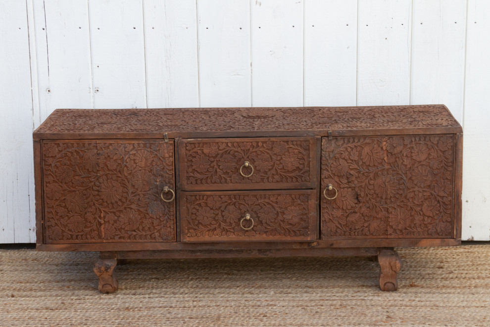 Rare Finely Carved Anglo Indian Low Cabinet   Eclectic   Accent Chests And Cabinets   by De cor  Houzz