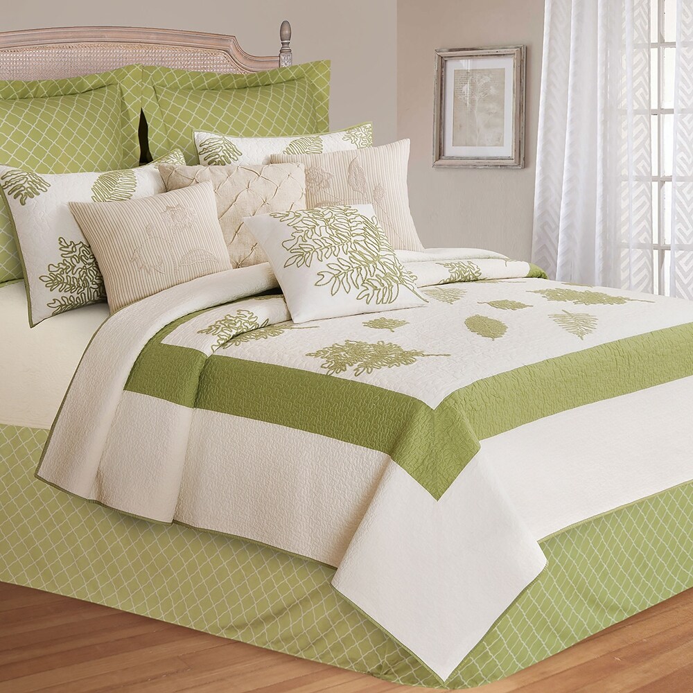 Willow Sage King Quilt 100% Cotton Lightweight Machine Washable Reversible Bedspread Coverlet