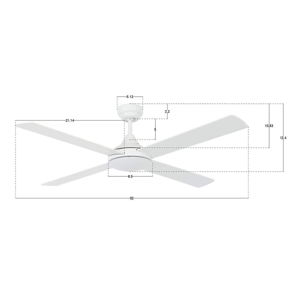 Lucci Air Airlie II White 52 in with Remote Ceiling Fan