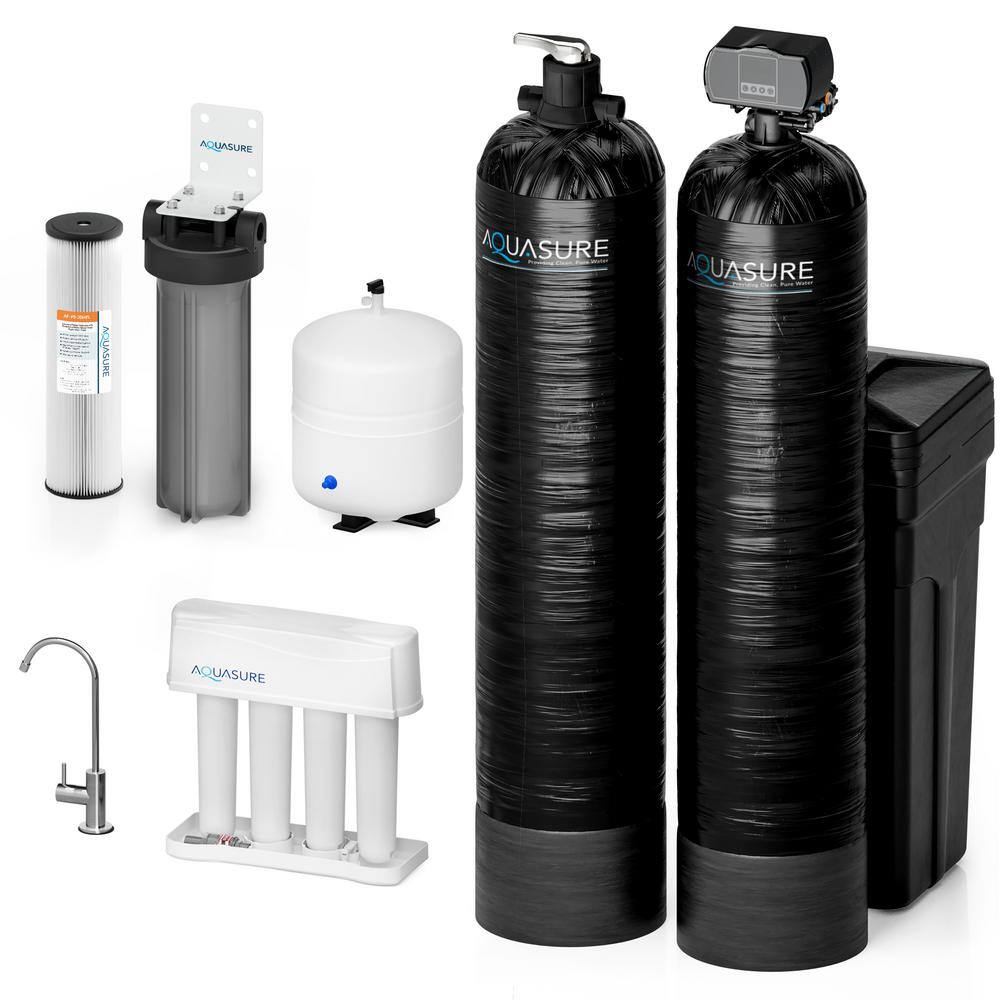 AQUASURE Signature Series Complete Whole House Water Filtration System with Fine Mesh Resin - 64000 Grains AS-SE1500FM