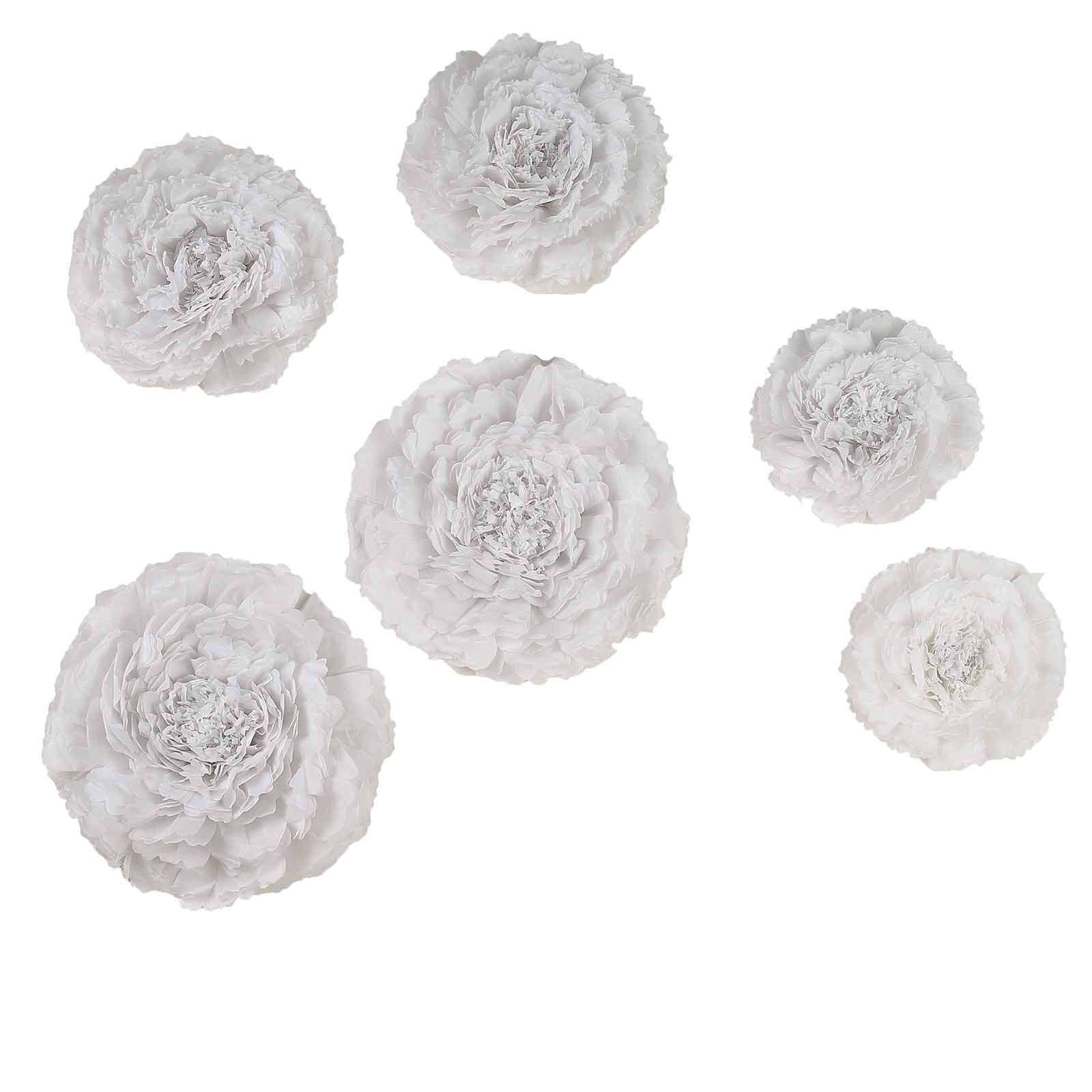 Set of 6 White Carnation 3D Paper Flowers Wall Decor 7