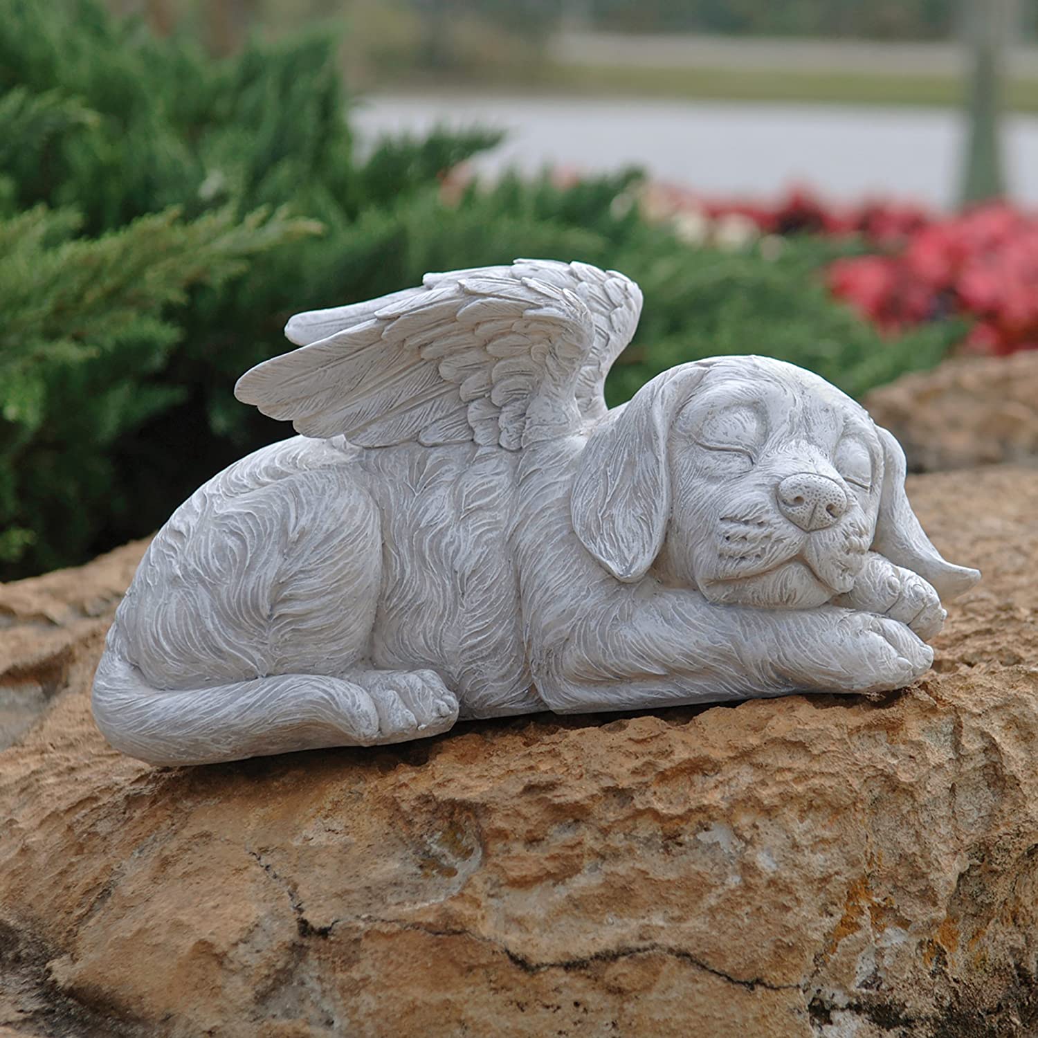 Design Toscano Lawn and Garden Outdoor Decor Stone Dog Memorial Angel Pet Statue