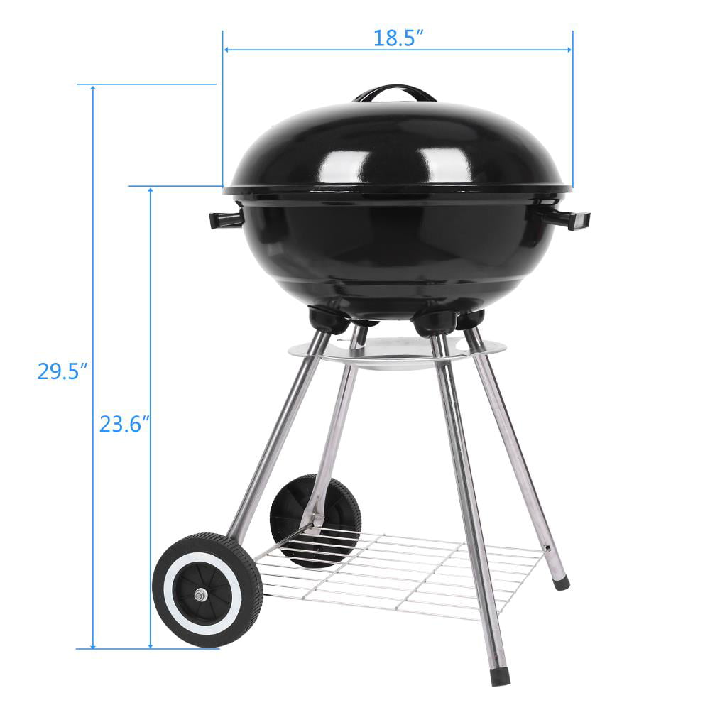 Zimtown 18 Portable Charcoal BBQ Clearance Grill Outdoor Camping Backyard with Side Wheels Black