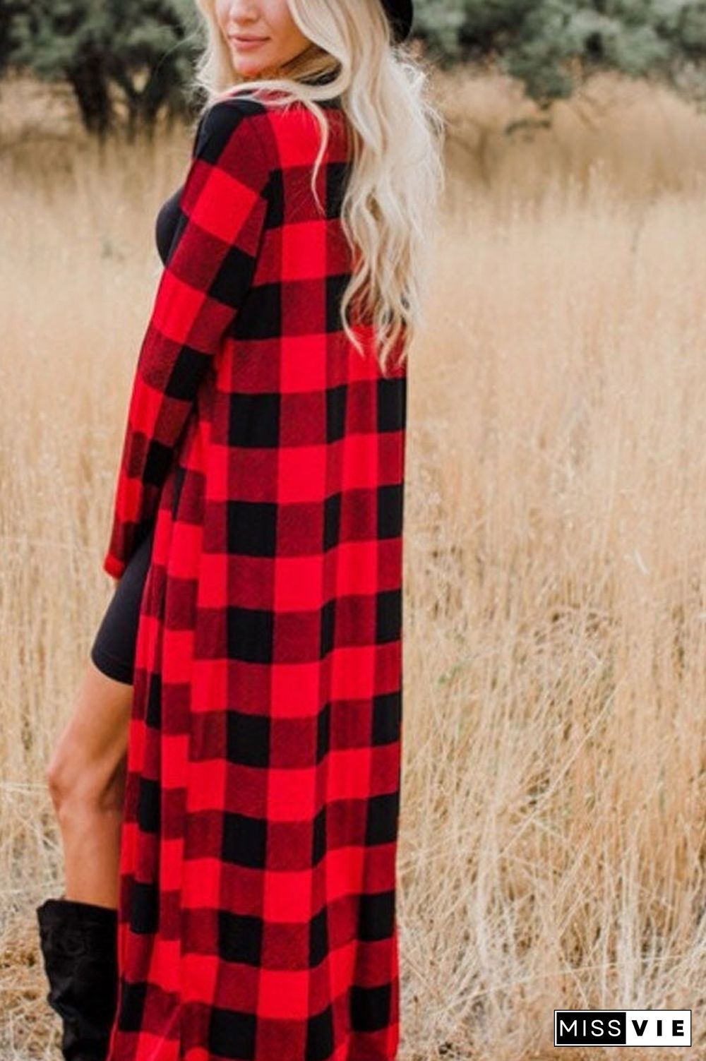 Fashion Plaid Printed Long Sleeve Cardigan