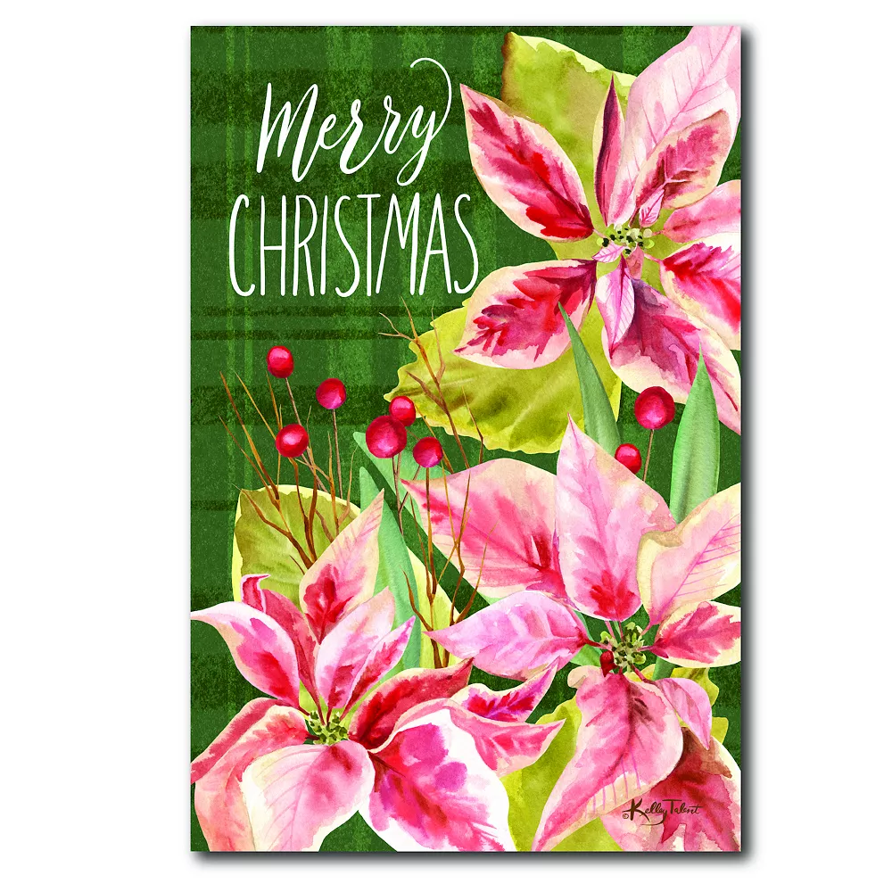 COURTSIDE MARKET Merry Christmas Poinsettias Canvas Wall Art