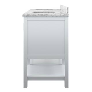 Home Decorators Collection Everett 72 in. W x 22 in. D Vanity Cabinet in White with Carrara Marble Vanity Top in White with White Basins EEWVT7222D