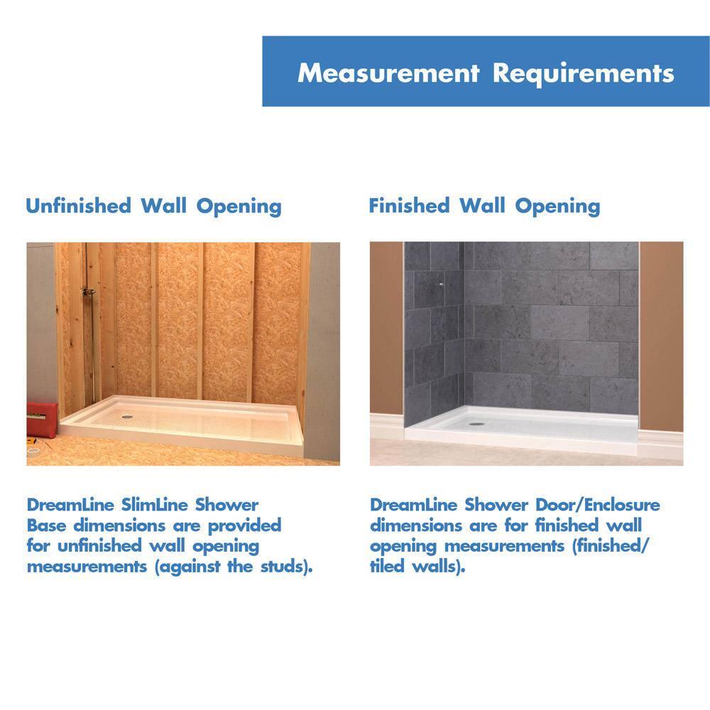 DreamLine SlimLine 48 inx 34 in Double Threshold Shower Base in White with Left Hand Drain