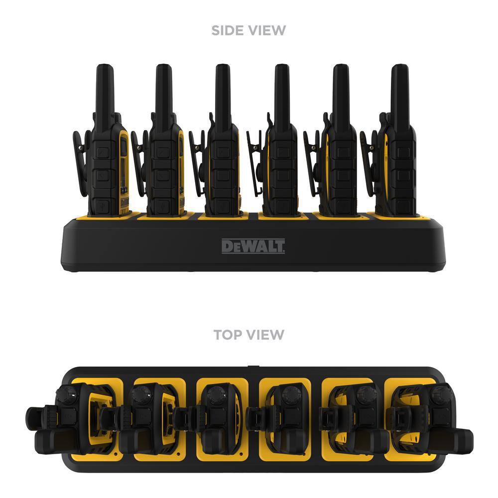 DW DXFRS800 Heavy-Duty 2-Watt Walkie Talkies with 6-Port Gang Charger (6-Pack) DXFRS800-BCH6B