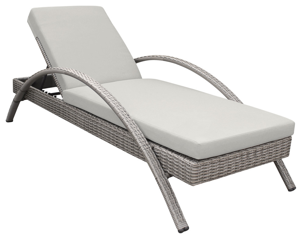 Aloha Adjustable Patio Outdoor Chaise Lounge Chair  Wicker and Cushions   Tropical   Outdoor Chaise Lounges   by Armen Living  Houzz