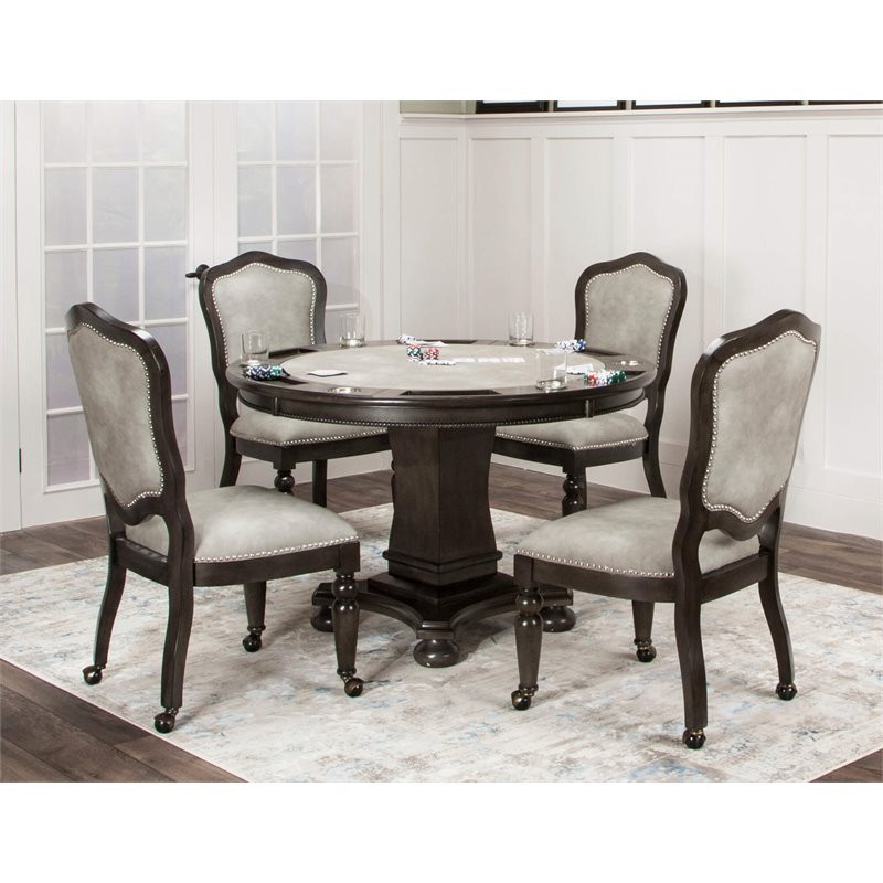 Sunset Trading Vegas 18 quotWood Dining Chairs in Distressed Gray (Set of 2)   Traditional   Dining Chairs   by Skyline Decor  Houzz