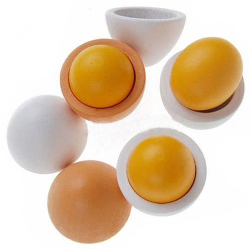 6PCS Wooden Eggs Yolk Pretend Play Kitchen Food Cooking Kids Children Baby Toy