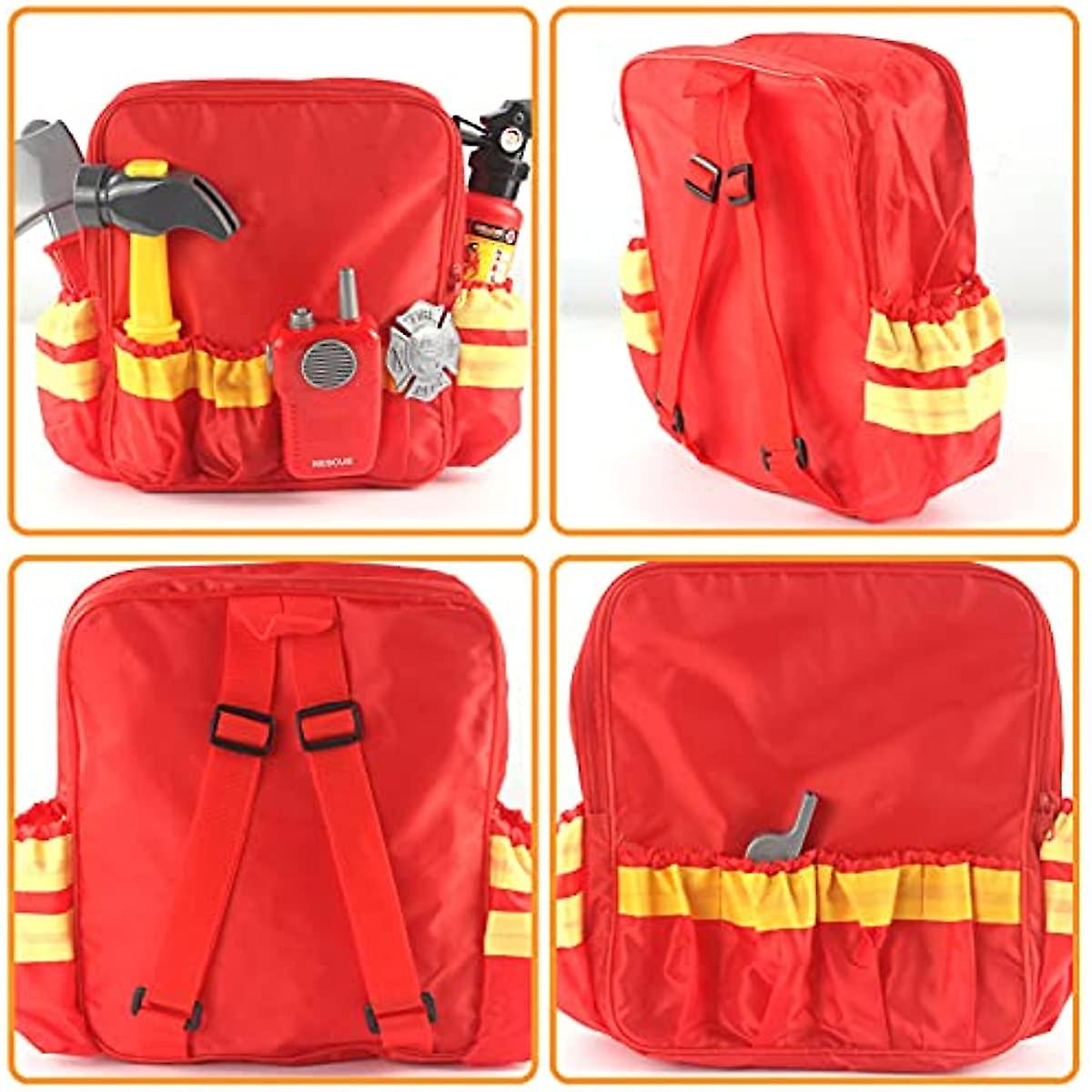 Shunfaji Children S Costume Firefighter With 6 Accessories A Storage Bag Toy Firefighter Accessories For Carnival Children Boys Girls 3 4 5 6 7 8 Year