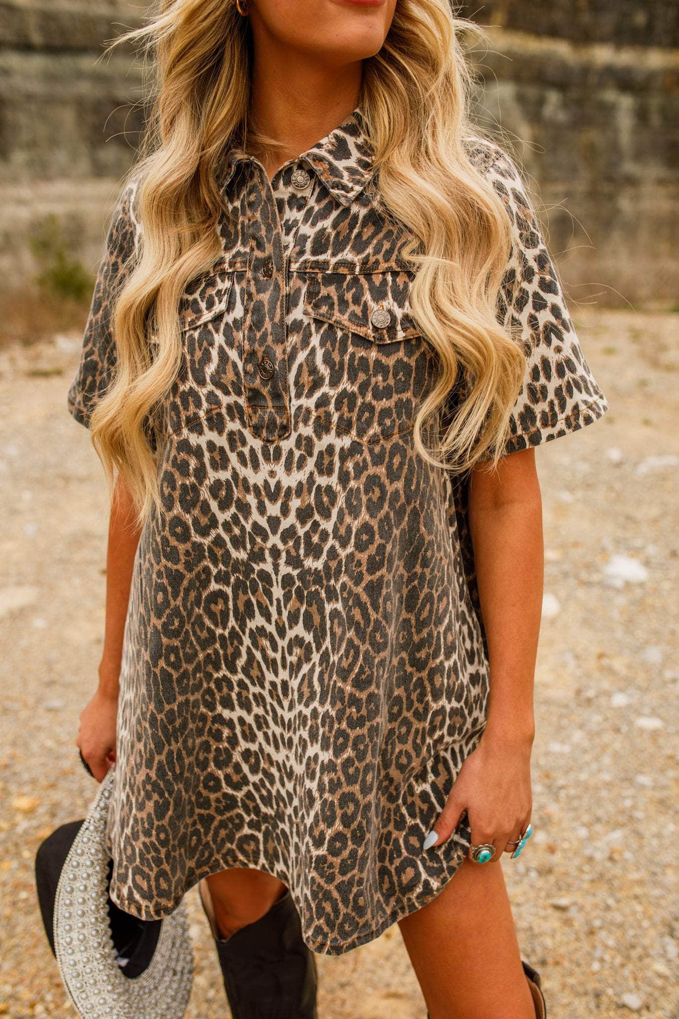 Leopard Denim Dress