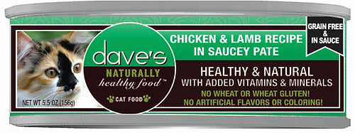 Dave Naturally Healthy Chicken and Lamb Pate Recipe Grain Free Wet Cat