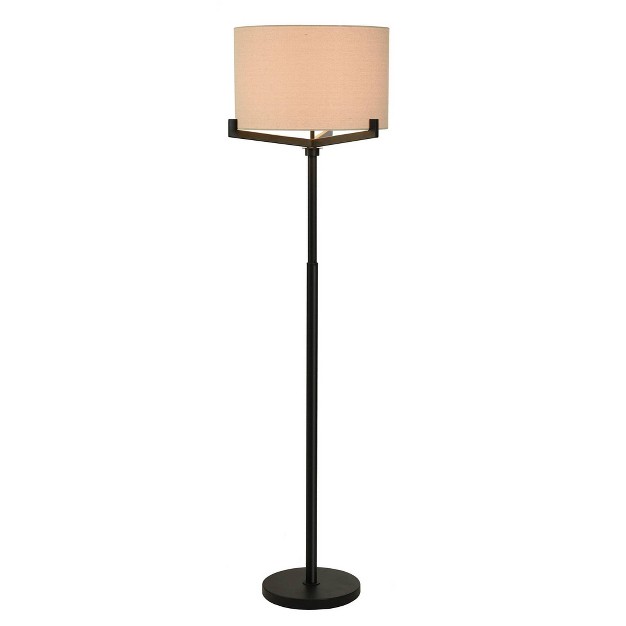 Industrial Floor Lamp With Multi Supports Brushed Black And Light Beige Shade Stylecraft