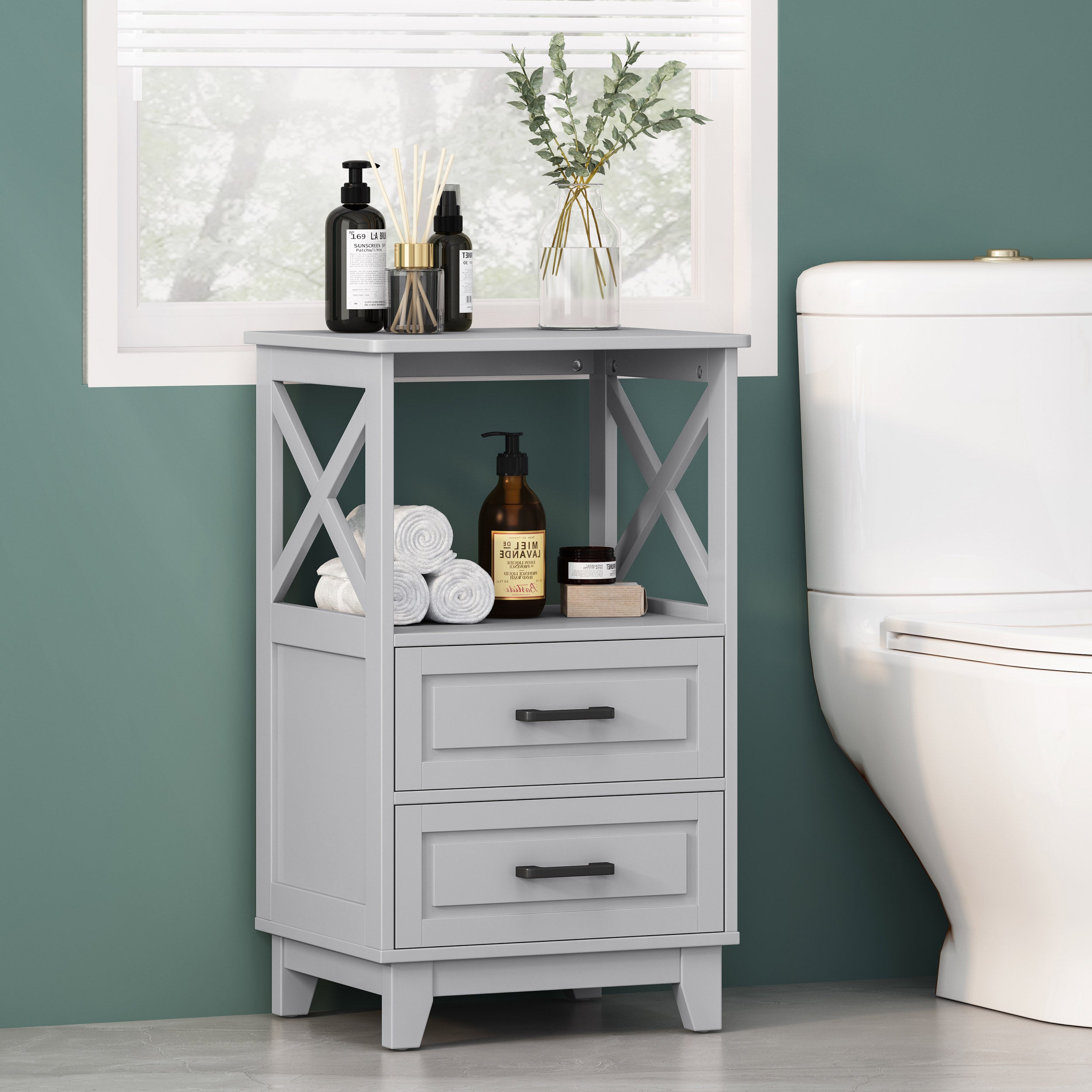 McCusker Modern Bathroom Storage Cabinet with Drawers