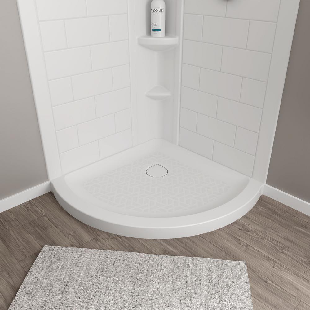 American Standard Ovation Curve 36 in L x 36 in W Corner Shower Pan Base with Center Drain in Arctic White