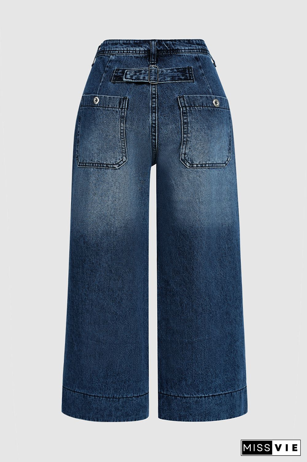 Slant Pocket Wide Leg High Rise Crop Jeans