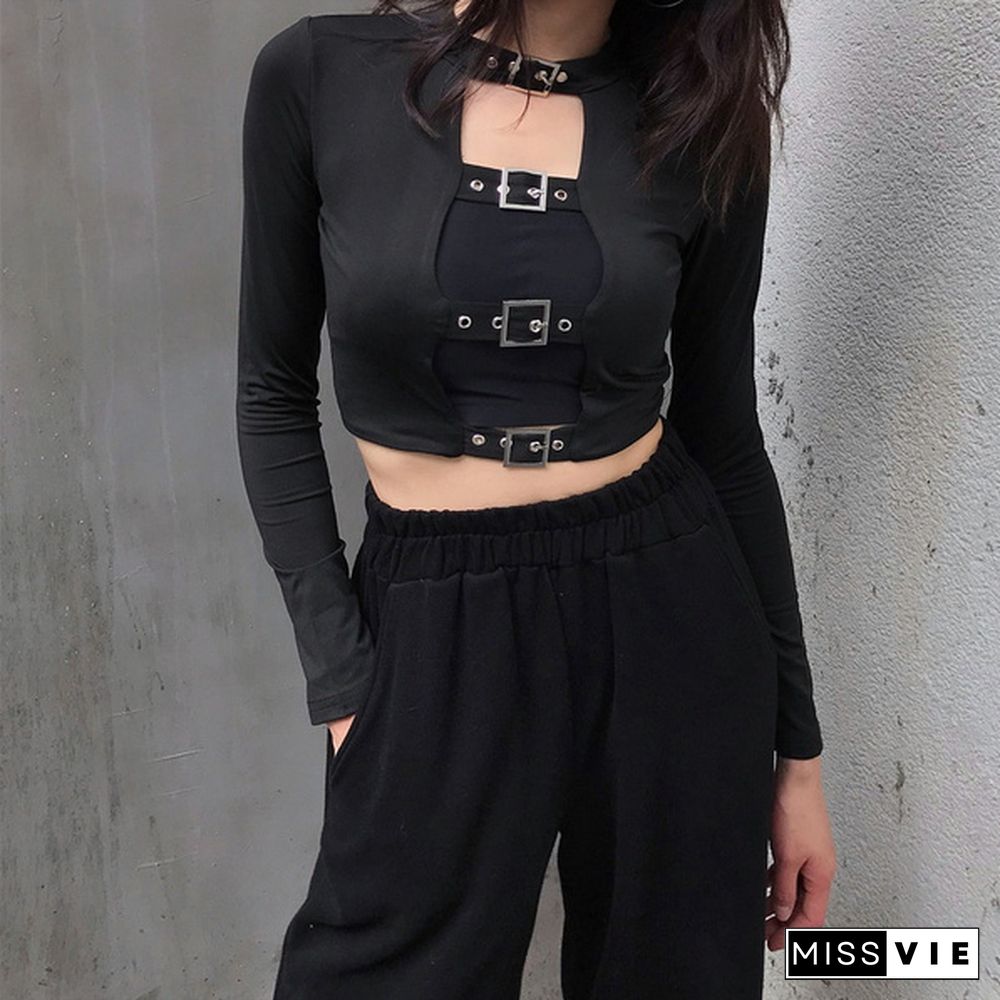 Women Sexy Black Hollow Out Bandage Crop Top T Shirts Cropped Blusas Halter Tank Tops