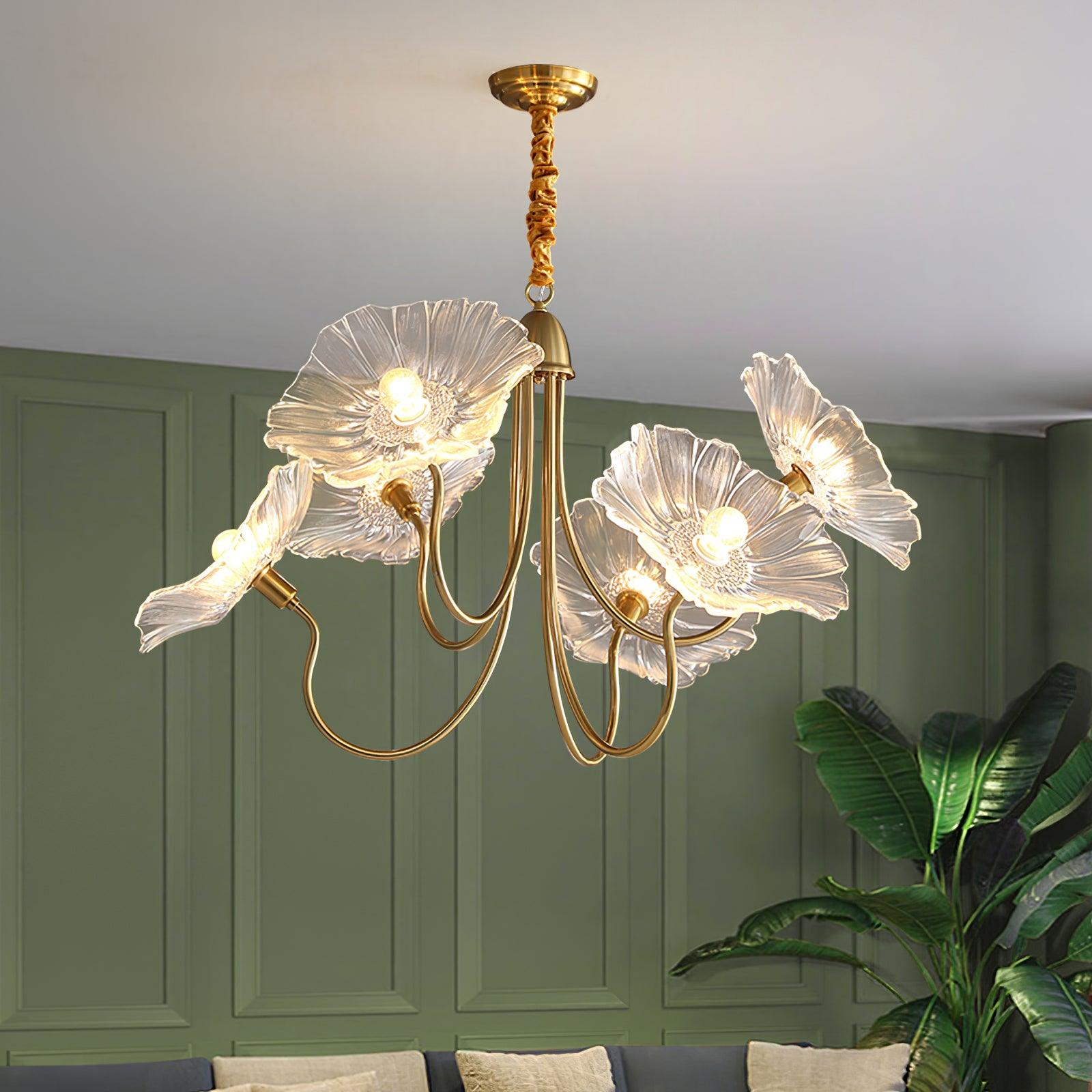 Lotus Leaf Glass Chandelier