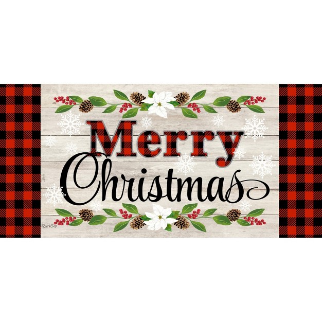 Christmas Christmas Sentiments Mat 1 Mat Insert 25 Inches Sassafras Merry Poinsettia 431881 Rubber Multicolored