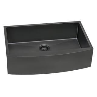 Ruvati Farmhouse Apron-Front Stainless Steel 33 in. Single Bowl Kitchen Sink in Gunmetal Black Matte RVH9733BL